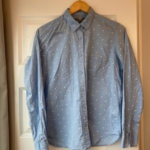 UNIQLO M light blue polka dot button up